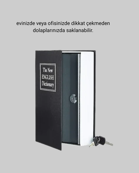 Sözlük Görünümlü Gizli Kitap Kasa – Anahtarlı Metal İç Kasa, Kompakt Boyut, Şık ve Güvenli Tasarım ürün görseli 1
