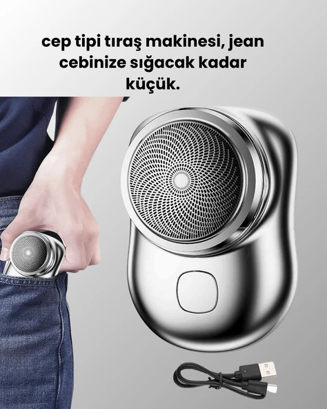 Taşınabilir, cep boyunda, şarjlı elektrikli tıraş makinesi ürün görseli 1