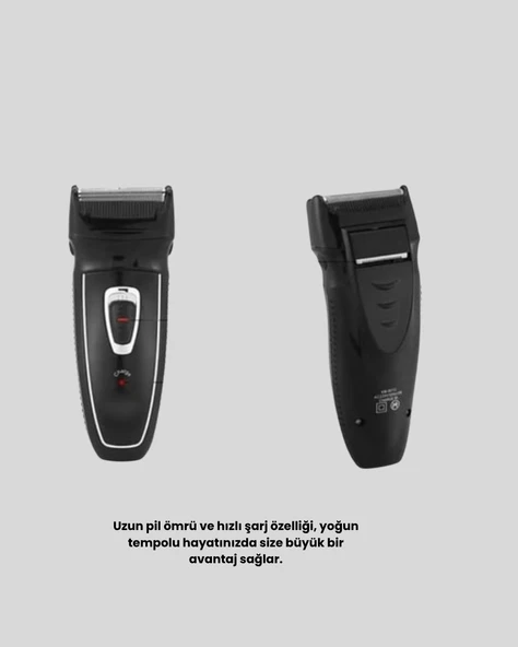 Uzun Pil Ömürlü Şarjlı Tıraş Makinesi – Hızlı Şarj, Ergonomik Tasarım, Çok Yönlü Kullanım ürün görseli 1