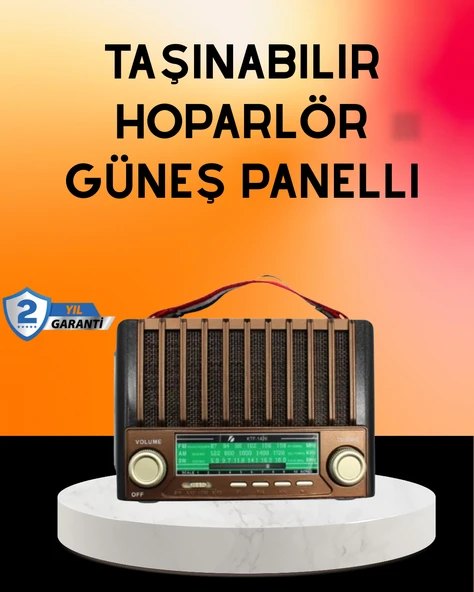 Solar Şarjlı Taşınabilir Radyo Bluetooth Hoparlör USB SD Destekli ürün görseli 1