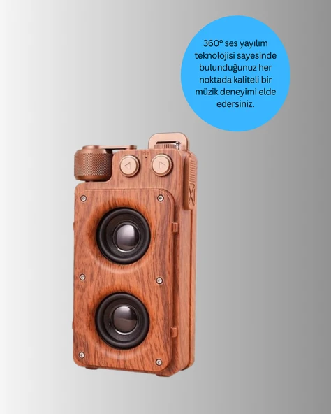 Vintage Tasarımlı Bluetooth Hoparlör Uzun Pil Ömürlü ve FM Destekli ürün görseli 1
