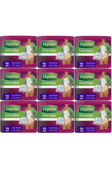 Depend Emici Külot Hasta Bezi XL - Extra Büyük Kadın 90 Adet (9PKx10) ürün görseli 1