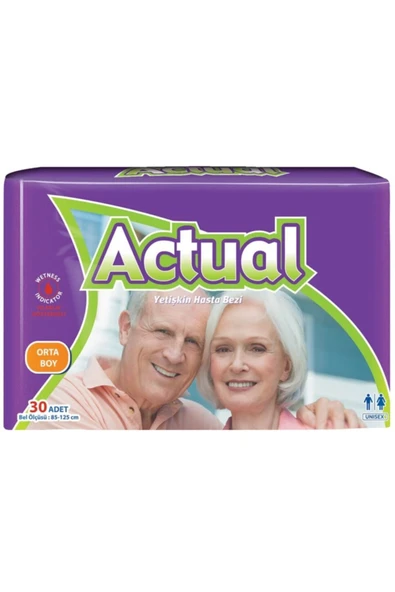 ACTUAL Medium 30'lu Belbantlı Hasta Bezi 4 Paket 120 Adet ürün görseli 1