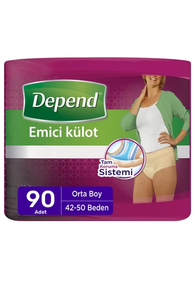 Depend Kadın Emici Külot Hasta Bezi Orta Boy Medium Beden 90 Adet ürün görseli 1