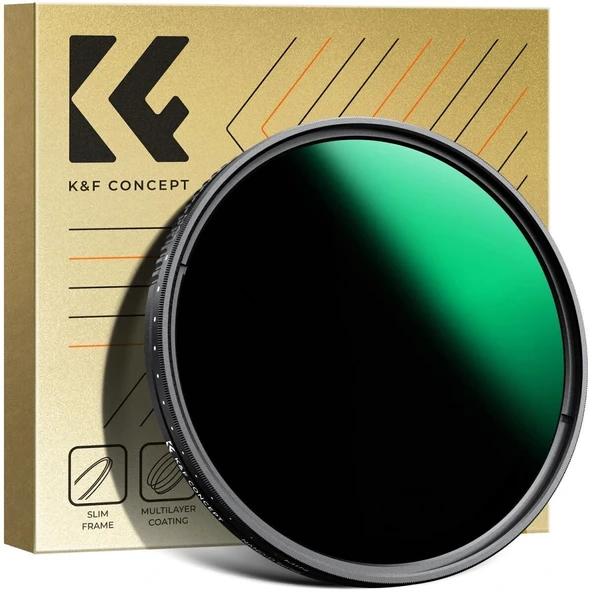 K&F 58mm Nano-D Serisi ND3-ND1000 Filtre (1.5-10 Stop) ürün görseli 1