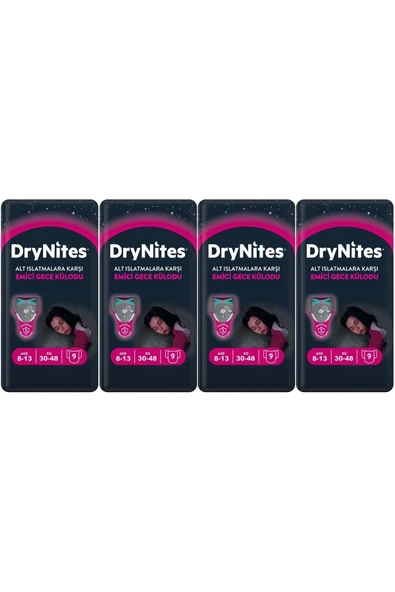 DryNites Emici Gece Külodu/külot Bez Kız 8-13 Yaş 30-48kg Large 36 Adet 4pk*9 Alt Islatmalara Karşı ürün görseli 1