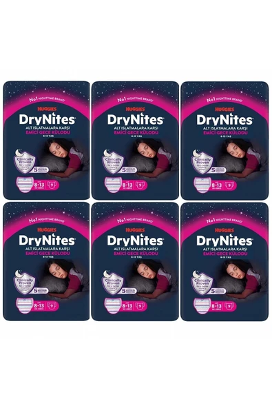 DryNites Kız Emici Gece Külodu 8-13 Yaş 9'lu X 6 Paket 54 Adet ürün görseli 1