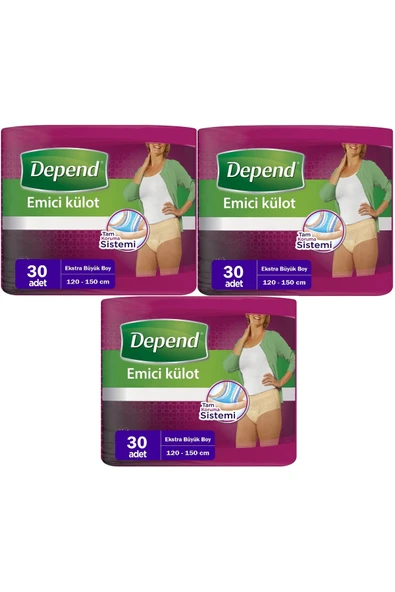 Depend Emici Külot Hasta Bezi XL - Extra Büyük Kadın 90 Adet (3PKx30) ürün görseli 1