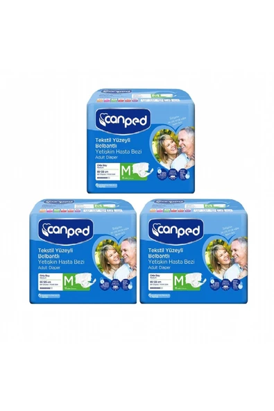 Canped Tekstil Yüzeyli Belbantlı Yetişkin Hasta Bezi Orta Boy 48 Adet 85-125 CM ürün görseli 1