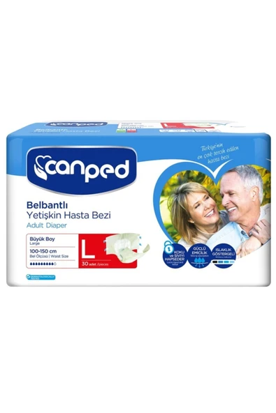 Canped Belbantlı Yetişkin Hasta Bezi Büyük  L 30 Lu ürün görseli 1