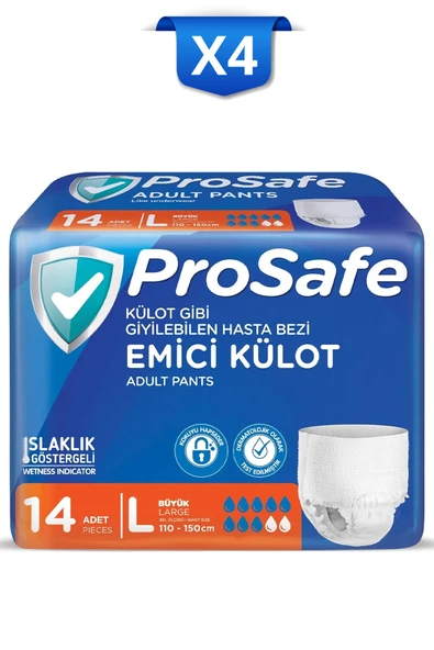 PROSAFE Külotlu Yetişkin Hasta Bezi Emici Külot Büyük(L) 14'lü X4 ürün görseli 1
