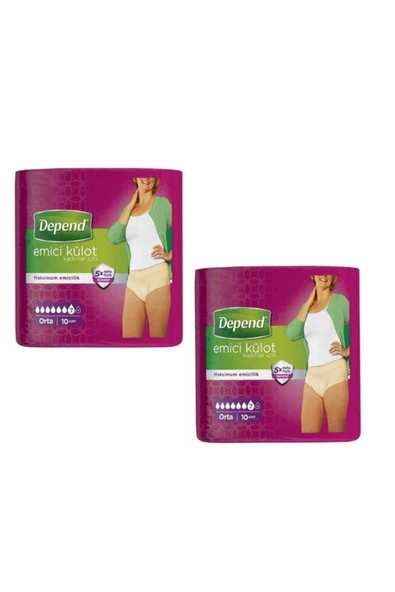 Depend Emici Külot Orta Boy Kadın 10 Adet 2'li Set ürün görseli 1