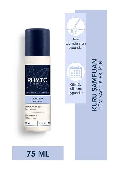 Phyto Softness Kuru Şampuan 75ml – Tüm Saç Tipleri Için Anında Temizlik Ve Hacim ürün görseli 1
