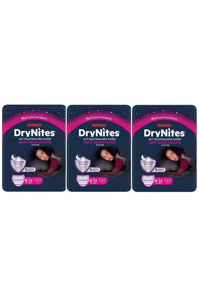 DryNites Kız Emici Gece Külodu 8-13 Yaş 9'lu X 3 Paket 27 Adet ürün görseli 1