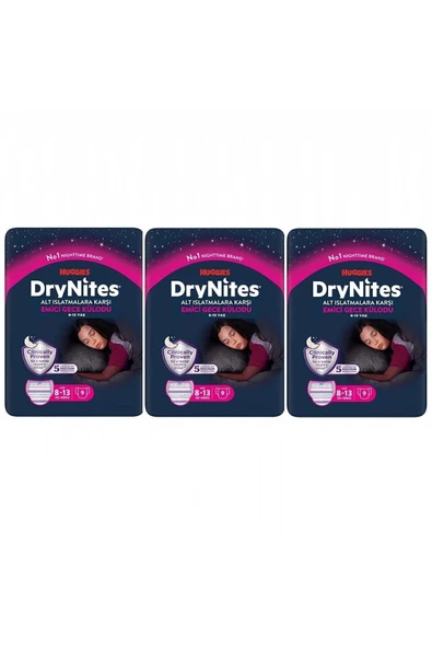 Huggies DRYNİTES EMİCİ GECE KÜLOT BEZ KIZ 8-13 YAŞ 9 LU 3 PAKET ürün görseli 1