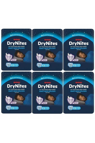 Huggies DRYNİTES EMİCİ GECE KÜLOT BEZ ERKEK 8-13 YAŞ 9 LU 6 PAKET ürün görseli 1
