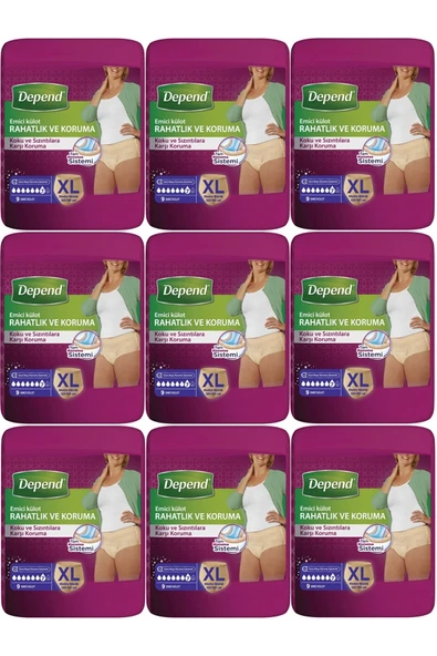 Depend Emici Külot Hasta Bezi XL - Extra Büyük Kadın 90 Adet (9PKx10) ürün görseli 1