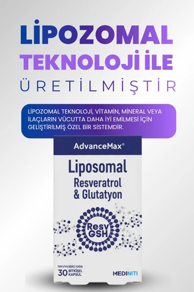 AdvanceMax Lipozomal Resveratrol Glutatyon 30 Kapsül - Resim 6