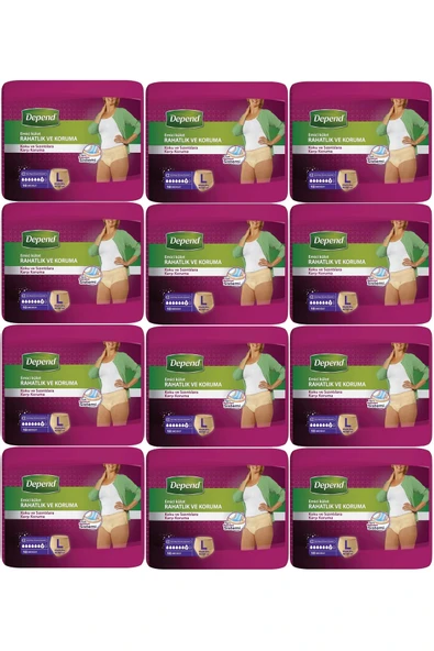 Depend Emici Külot Hasta Bezi Large - Büyük Kadın 120 Adet (12PKx10) ürün görseli 1