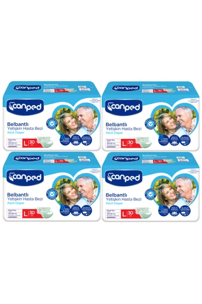 Canped Bel Bantlı L-Büyük Boy Yetişkin Hasta Bezi 30'LU 4 PAKET ürün görseli 1