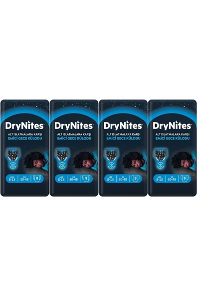 DryNites Emici Gece Külodu/külot Bez Erkek 8-13yaş 30-48kg Large 36 Adet 4pk*9 Alt Islatmalara Karşı ürün görseli 1
