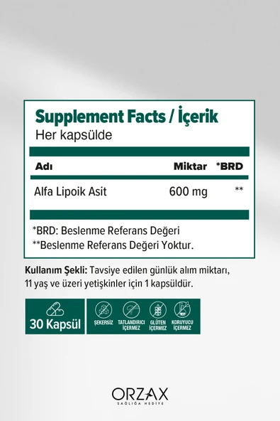 Ocean Alfa Lipoik Asit 600 Mg 30 Kapsül - Resim 2