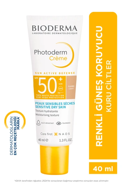 Bioderma Photoderm Cream Light SPF50+ Kuru Ciltler için Yüksek Korumalı Renkli Güneş Kremi 40 ml ürün görseli 1