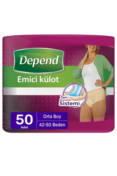 Depend Kadın Emici Külot Hasta Bezi Orta Boy Medium Beden 50 Adet ürün görseli 1