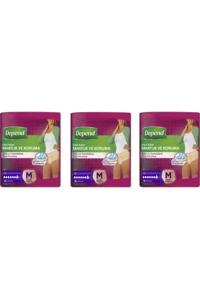 Depend Emici Külot Kadın Orta Boy 10 Lu 3 Adet ürün görseli 1