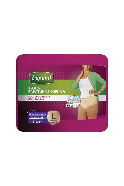 Depend Emici Külot Lohusa Pedi Kadın L Beden 1 Paket 10 Adet ürün görseli 1