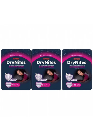 DryNites Huggies Kız Çocuk Bezi 30-48 Kg 8-13 Yaş 9 Adet Üçlü Set ürün görseli 1