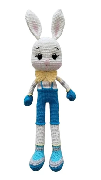 Tavşan Ponçik Yanak Maviş Amigurumi Organik Oyuncak ürün görseli 1
