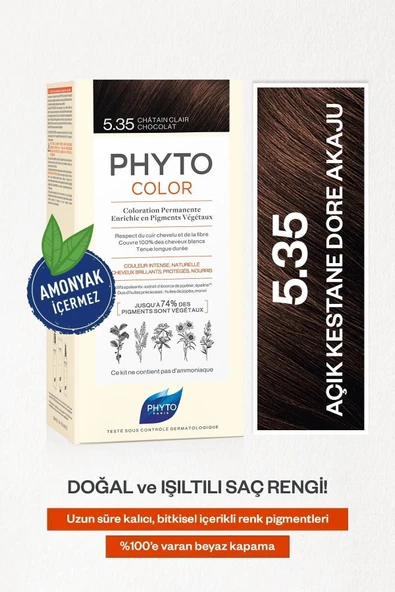 Phyto Phytocolor 5.35 Açık Kestane Dore Akaju Amonyaksız Kalıcı Bitkisel Saç Boyası ürün görseli 1