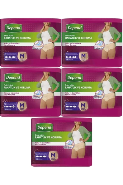 Depend Emici Külot Hasta Bezi Medium - Orta Kadın 50 Adet (5PK*10) ürün görseli 1