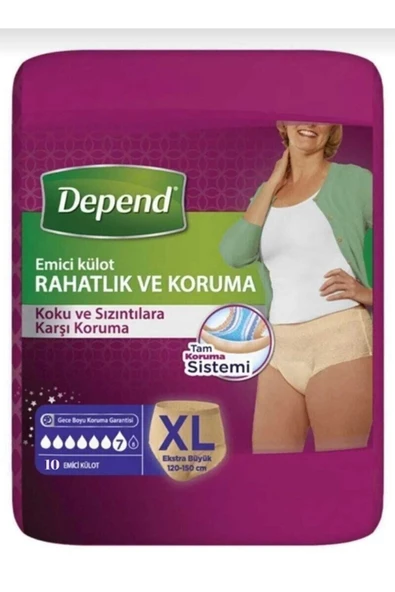 Depend Emici Külot Bez Xl Beden 10 Adet (120 CM -150 CM) ürün görseli 1