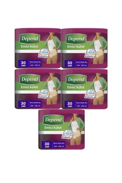 Depend Emici Külot Hasta Bezi Xl - Extra Büyük Kadın 150 Adet (5pk*30) ürün görseli 1