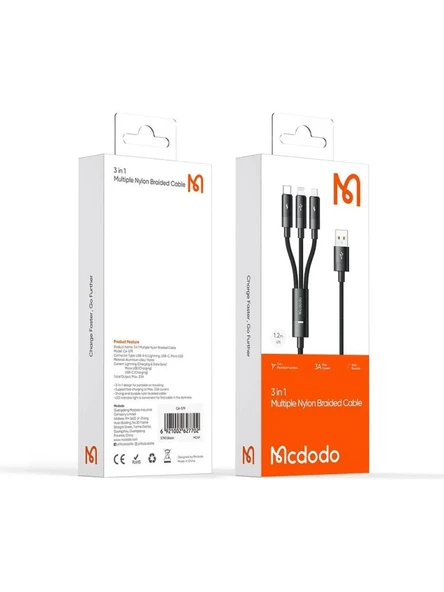 Mcdodo CA-5790 3in1 Typec iPhone Micro Şarj Data Kablo 1,2M - Resim 5
