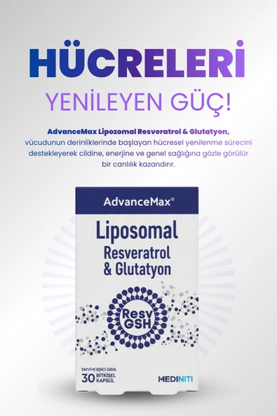 AdvanceMax Lipozomal Resveratrol Glutatyon 30 Kapsül - Resim 4
