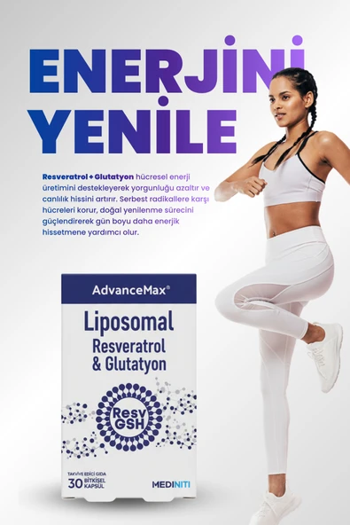 AdvanceMax Lipozomal Resveratrol Glutatyon 30 Kapsül - Resim 5