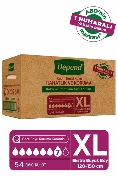 Depend EMİCİ KÜLOT BEZ EXTRA BÜYÜK BOY KADIN 9 LU 6 PAKET ürün görseli 1