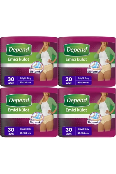 Depend Emici Külot Hasta Bezi Large - Büyük Kadın 120 Adet (4PK*30) ürün görseli 1