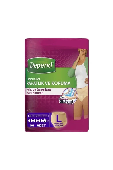 Depend Emici Külot Kadın Büyük (l) Beden 95-130 Cm 96 Adet ürün görseli 1