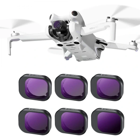 K&F DJI Mini 4 Pro ND Filtre 6 Parça Set (ND4 + ND8 + ND16 + ND32 + ND64 + ND1000) ürün görseli 1