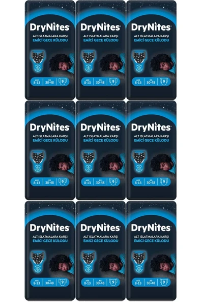DryNites Emici Gece Külodu/külot Bez Erkek 8-13 Yaş 30-48kg Large 81 Adet 9pk*9 Altıslatmalara Karşı ürün görseli 1