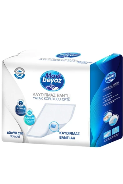 Mavi beyaz Kaydırmaz Bantlı Köpek Alıştırma Pedi 60x90cm 30'lu Paket ürün görseli 1