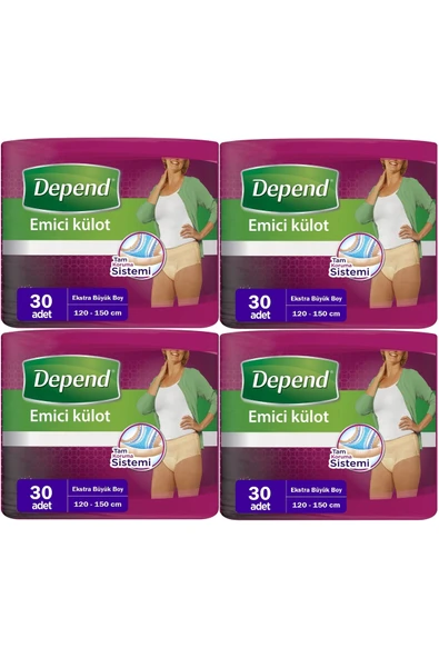 Depend Emici Külot Hasta Bezi XL - Extra Büyük Kadın 120 Adet (4PKx30) ürün görseli 1