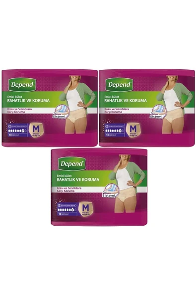 Depend Emici Külot Hasta Bezi Medium - Orta Kadın 30 Adet (3PK*10) ürün görseli 1