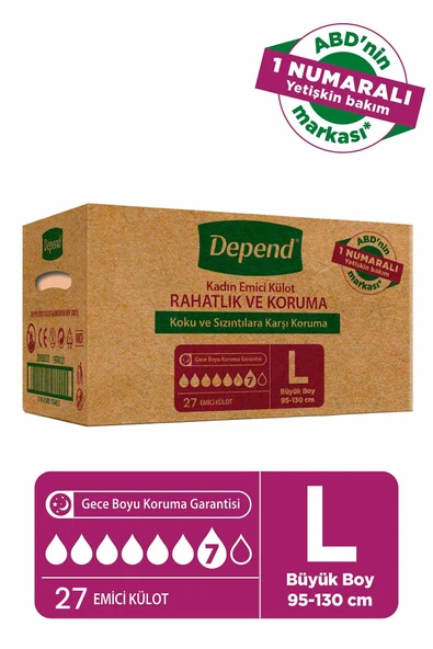 Depend Emici Külot Büyük Boy Kadın 9 Lu X 3 Adet ürün görseli 1