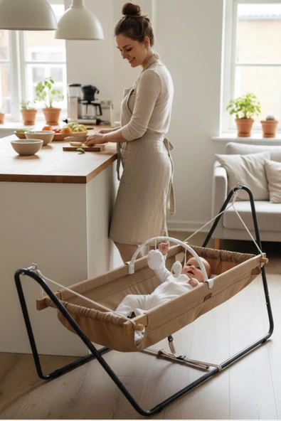 Wellgro Cozy Nest Hamak Beşik Kahve, Anne Yanı Bebek Hamağı ürün görseli 1