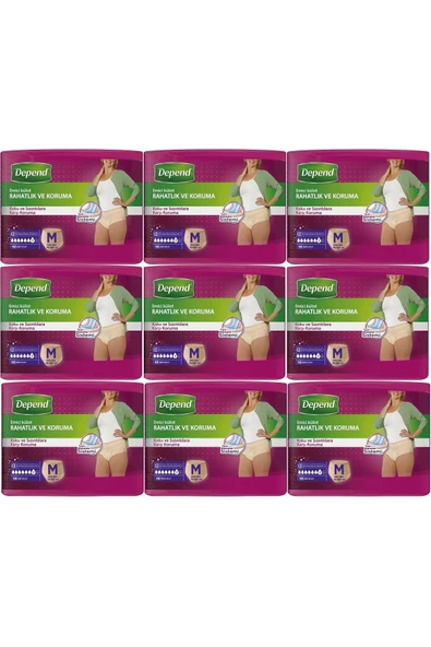 Depend Emici Külot Hasta Bezi Medium - Orta Kadın 90 Adet (9PK*10) ürün görseli 1